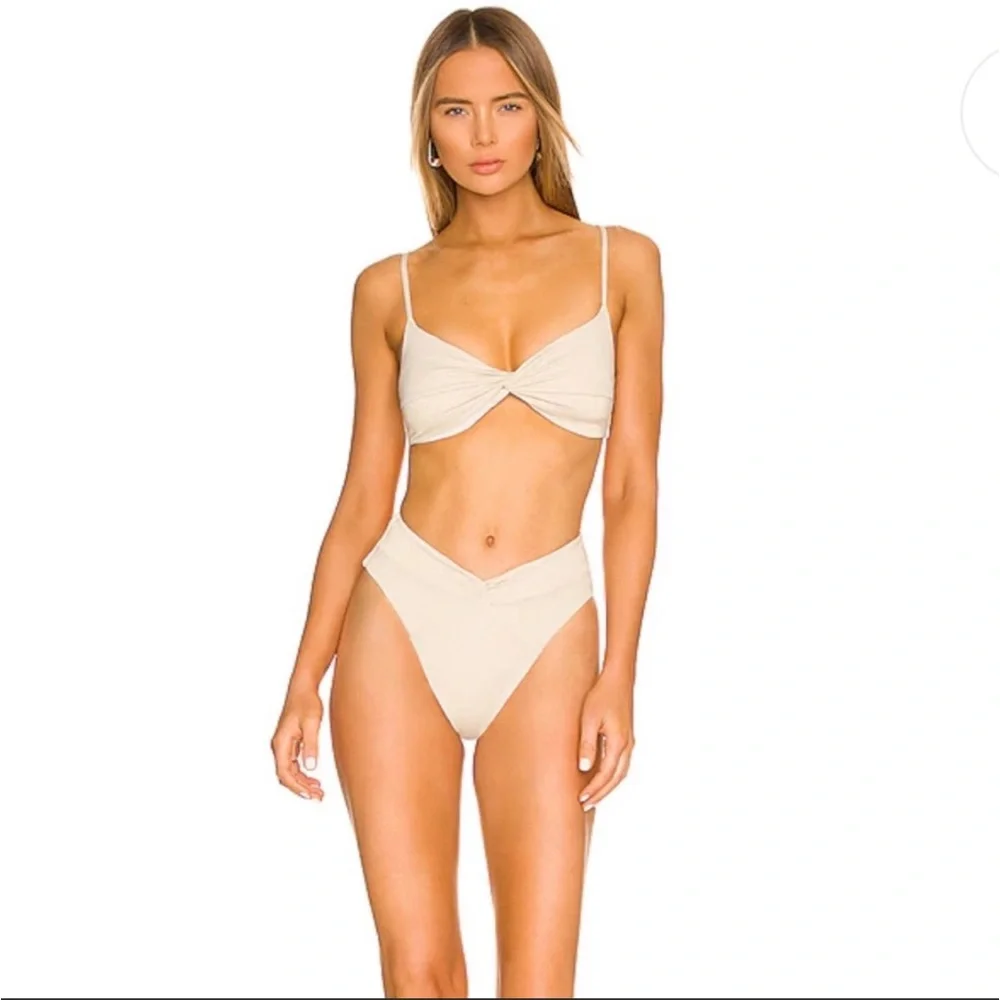 NWT Revolve L*Space Nancy Lee Bikini Bottoms Shimmer Bone / Light Beige